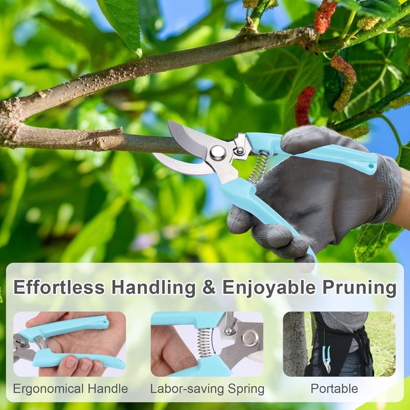 Jkrycyf 2 Pack Pruning Shears, Stainless Steel Garden Shears, Sharp Bypass & Straight Blade Garden Scissors, Comfortable Grip & Safety Lock for Pruning, Cutting and Fruit Picking - Image 4